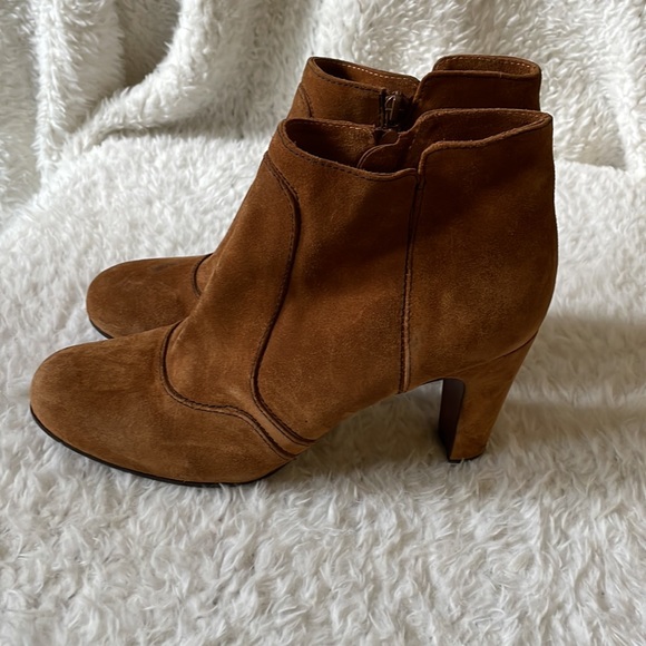 Chie Mihara suede heeled booties cognac tan brown luxury - Picture 6 of 16